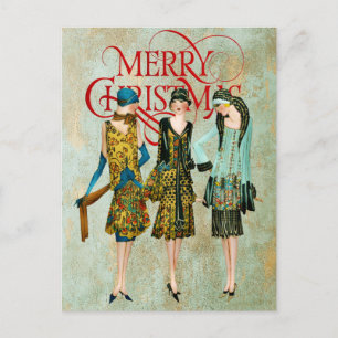 Vintage-Weihnachtsgrüße für Frauen aus den 1930er Postkarte