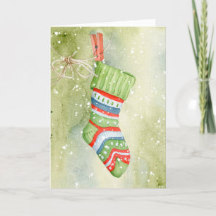 Vintage Weihnachtsgrüße Strumpf Grußkarte Dankeskarte