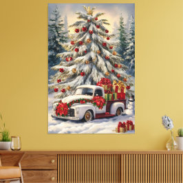Vintage-Weihnachtsgrußkarte – Majestätischer Schne Leinwanddruck