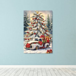 Vintage-Weihnachtsgrußkarte – Majestätischer Schne Leinwanddruck