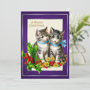 Vintage-Weihnachtsgrußkarte mit Katze Dankeskarte