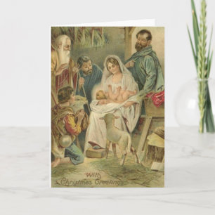 Vintage-Weihnachtsgrußkarte zur Geburt Christi Feiertagskarte