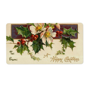 Vintage Weihnachtshartriegel-Aufkleber für