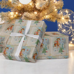 Vintage-Weihnachtshirsch-Fliesen-Party-Verpackung Geschenkpapier