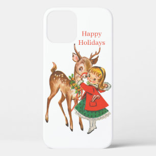 vintage Weihnachtshirsch und Kind Feiertag Case-Mate iPhone Hülle