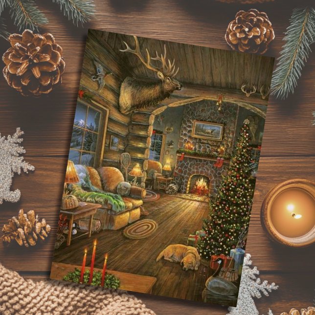 Vintage Weihnachtshütte Feiertagspostkarte (Von Creator hochgeladen)