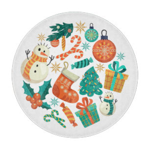 Vintage-Weihnachtsikonen-Muster Schneidebrett