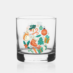 Vintage-Weihnachtsikonen-Muster Whiskyglas