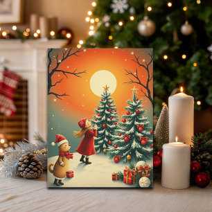 Vintage-Weihnachtsillustration Feiertagspostkarte