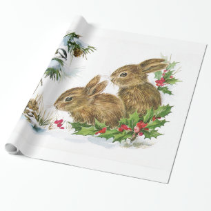 Vintage-Weihnachtskaninchen Geschenkpapier
