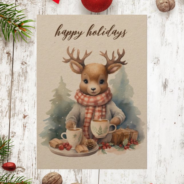 Vintage Weihnachtskarte Aquarellbild Feiertagskarte (Von Creator hochgeladen)