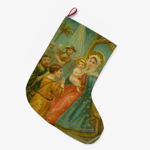 Vintage-Weihnachtskarte aus der Edwardianischen Är Großer Weihnachtsstrumpf