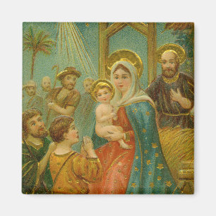Vintage-Weihnachtskarte aus der Edwardianischen Är Magnet