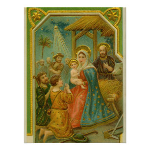 Vintage-Weihnachtskarte aus der Edwardianischen Är Poster