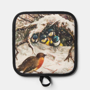 Vintage-Weihnachtskarte aus der viktorianischen Är Topflappen