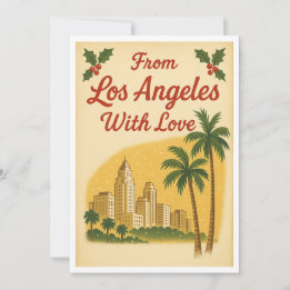 Vintage-Weihnachtskarte aus Los Angeles Feiertagskarte