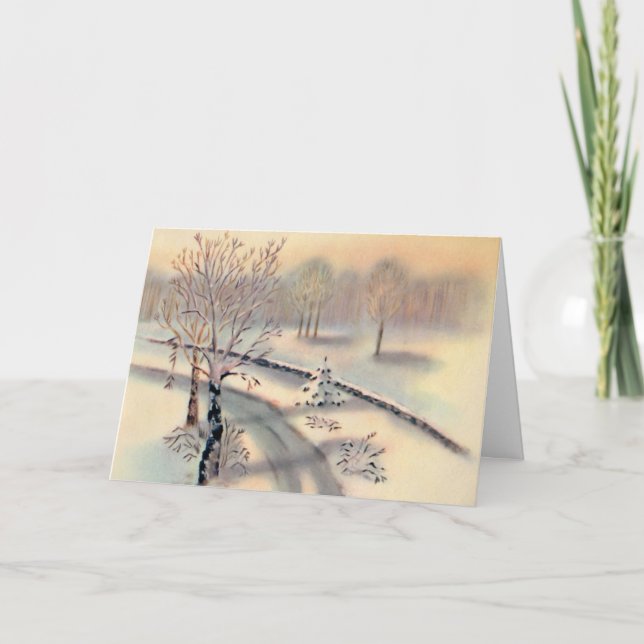 Vintage Weihnachtskarte des Landes Feiertagskarte (Vorderseite)