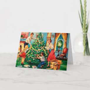 Vintage Weihnachtskarte des mittleren Jahrhunderts Karte