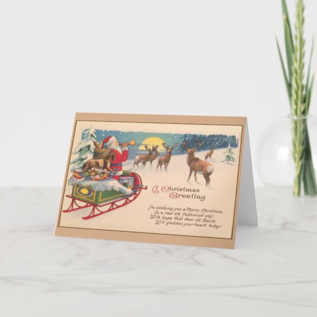 Vintage Weihnachtskarte des Weihnachtsmanns Feiertagskarte (Vorderseite)