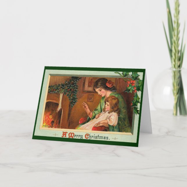 Vintage Weihnachtskarte Feiertagskarte (Vorderseite)