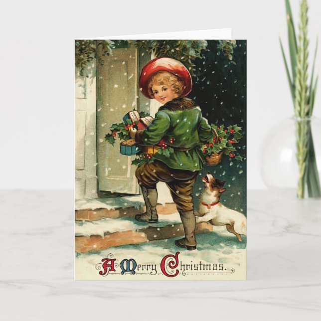 Vintage Weihnachtskarte Feiertagskarte (Vorderseite)