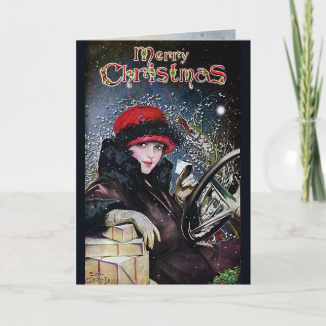 Vintage-Weihnachtskarte Feiertagskarte (Vorderseite)