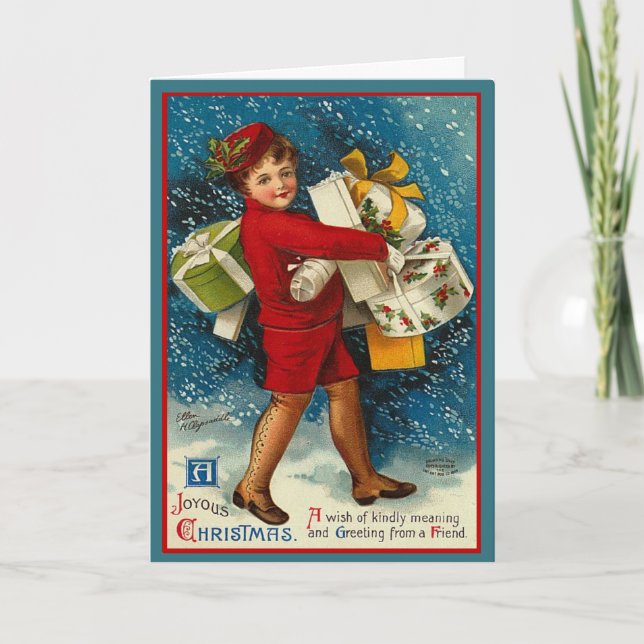 Vintage Weihnachtskarte Feiertagskarte (Vorderseite)