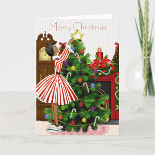 Vintage-Weihnachtskarte für Afroamerikaner Feiertagskarte