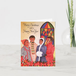 Vintage-Weihnachtskarte für Afroamerikaner Feiertagskarte