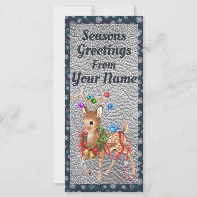 Vintage Weihnachtskarte für Hirsche (Vorderseite)