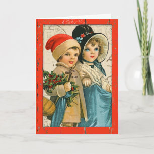 "Vintage Weihnachtskarte für Kinder" Feiertagskarte