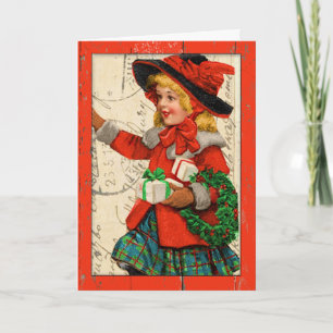 "Vintage Weihnachtskarte für Kinder" Feiertagskarte