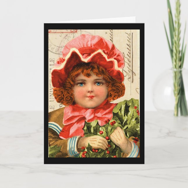 "Vintage Weihnachtskarte für Kinder" Feiertagskarte (Vorderseite)