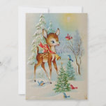 Vintage Weihnachtskarte für Kleinkinder<br><div class="desc">Vintage Baby Weihnachten Hirsch Urlaub Wohnung Karte.</div>