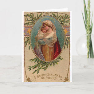 Vintage Weihnachtskarte für Madonna und Kind Feiertagskarte