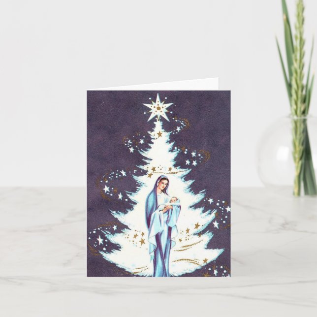 Vintage Weihnachtskarte für Mutter und Kind Karte (Vorderseite)