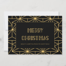 Vintage Weihnachtskarte im Art Deco Stil der 1920e