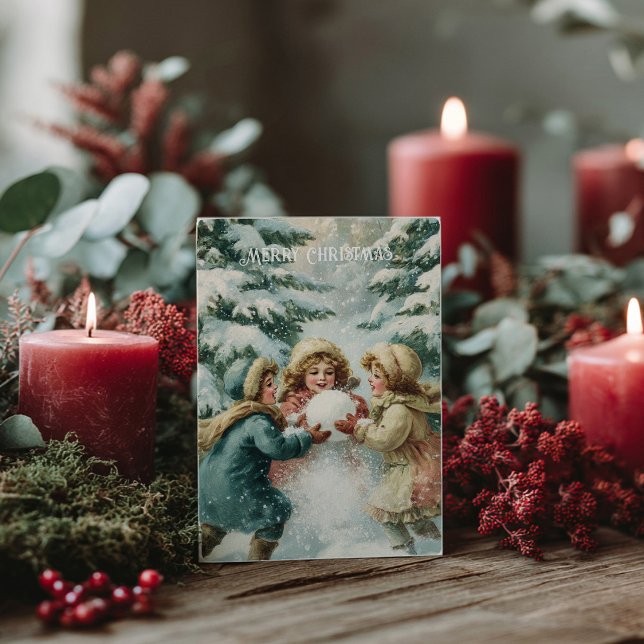 Vintage-Weihnachtskarte im viktorianischen Stil Postkarte (Von Creator hochgeladen)