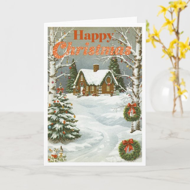 Vintage-Weihnachtskarte Karte (Gelbe Blume)
