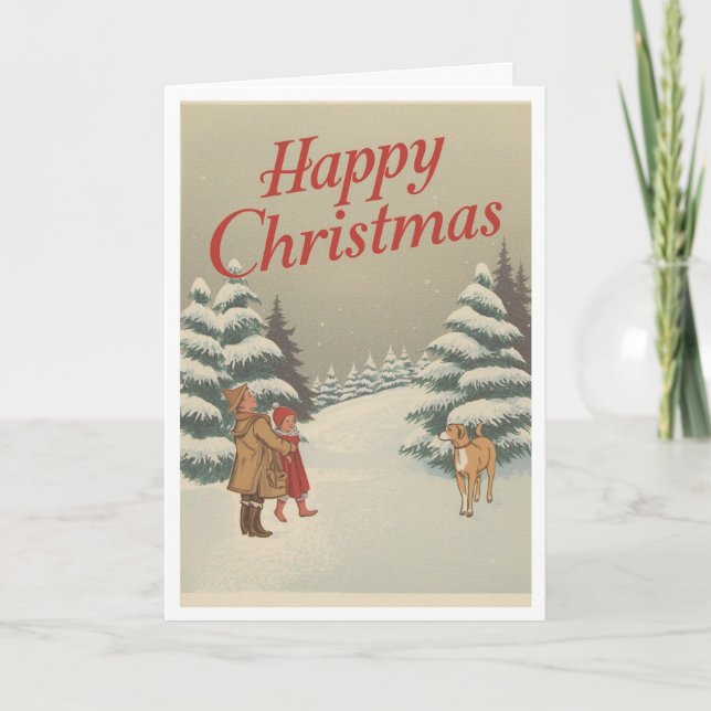 Vintage-Weihnachtskarte Karte (Vorderseite)