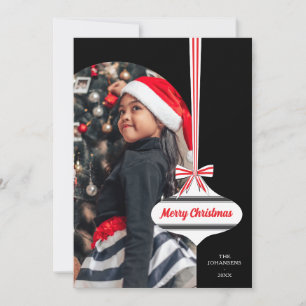Vintage-Weihnachtskarte mit Bogenfoto und Ornament Feiertagskarte