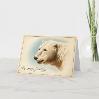 Vintage Weihnachtskarte mit Eisbär Feiertagskarte
