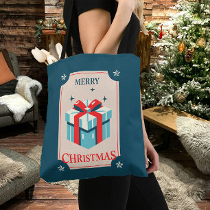Vintage-Weihnachtskarte mit festlicher Geschenkbox