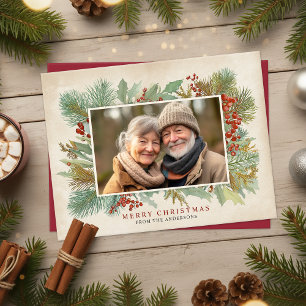 Vintage-Weihnachtskarte mit Foto Feiertagspostkarte