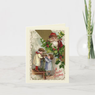 Vintage-Weihnachtskarte mit fröhlichem Weihnachtsm Feiertagskarte