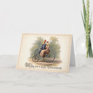 Vintage-Weihnachtskarte mit Hahn und Henne Feiertagskarte