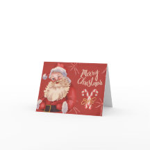 Vintage-Weihnachtskarte mit Santa 4x6 – gefaltet