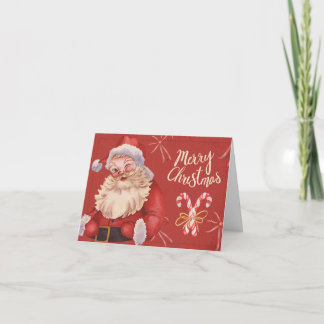 Vintage-Weihnachtskarte mit Santa 4x6 – gefaltet Feiertagskarte