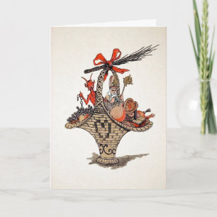 Vintage-Weihnachtskarte mit Santa und Krampus im K Feiertagskarte