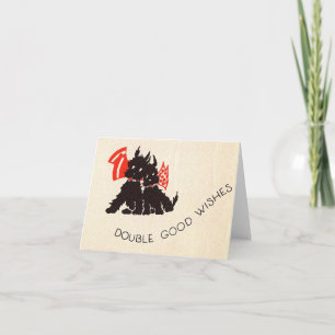 Vintage-Weihnachtskarte mit Scottie-Hunden Karte
